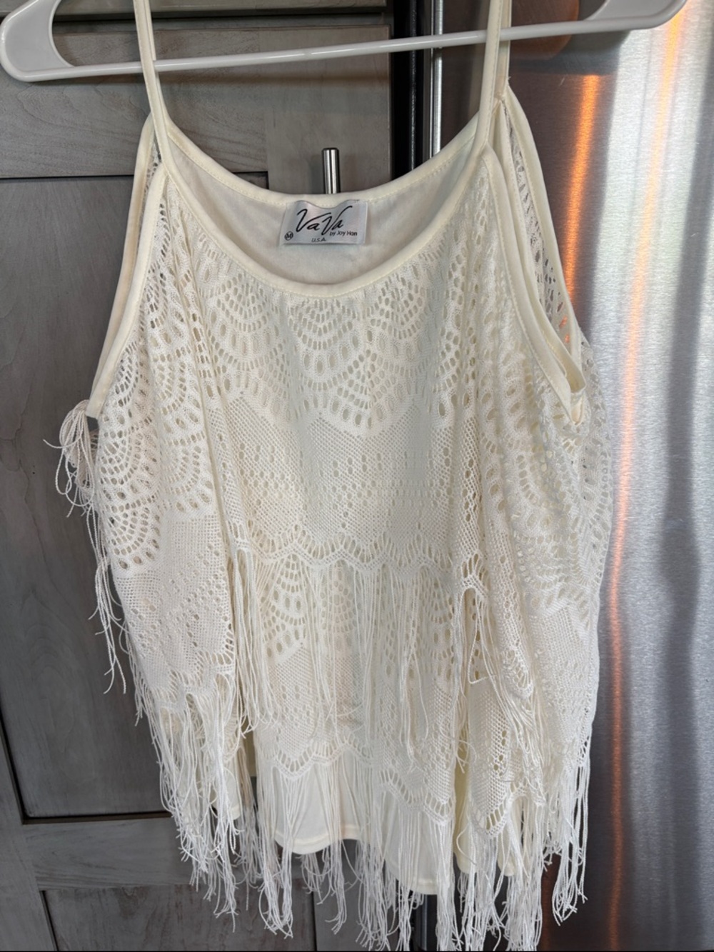 VaVa Crochet Fringe Camisole Tank - Ivory size m